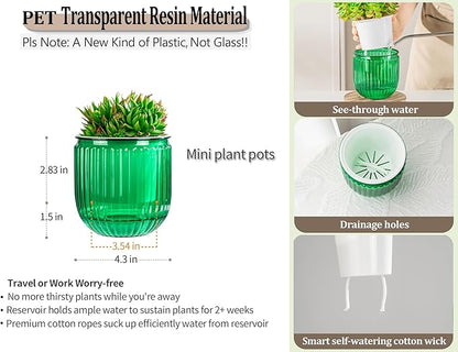 Melphoe Self Watering Pots for Indoor Plants Planter, 4.3 Inch 2 Pack Planters Self Watering Plant Pots for Flower, Houseplants, Succulent, African Violets and Cactus with Drainage