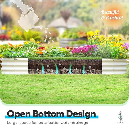 Quictent Galvanized Raised Garden Bed Kit, 6x3x1ft Oval Large Metal Outdoor Planting Box, Ground Planter Strengthened by Crossbar, Beige