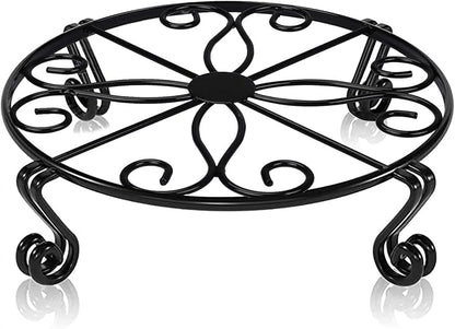 Black Plant Stand for Flower Pot Heavy Duty Potted Holder Indoor Outdoor Metal Rustproof Iron Garden Container Round Supports Rack for Planter Bronze, Pumpkin Stand Outdoor