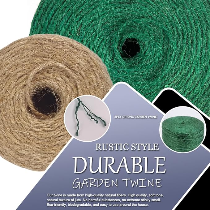 PerkHomy Garden Twine Strong Natural Jute 400 Feet Long Brown Twine for Gardening Tomato Climbing Plant Tie Floristry Crafts Gift Wrapping Packing Decor (Brown 2mm * 400feet)