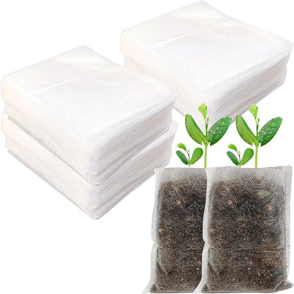 TIHOOD 300PCS 3.9"x4.7" Plant Nursery Bags,Non-Woven Plant Seeding Grow Bags, Vegetables Fabric Seedling Bag Pots Planting Transplant Grow Pouch Home Garden Supply White