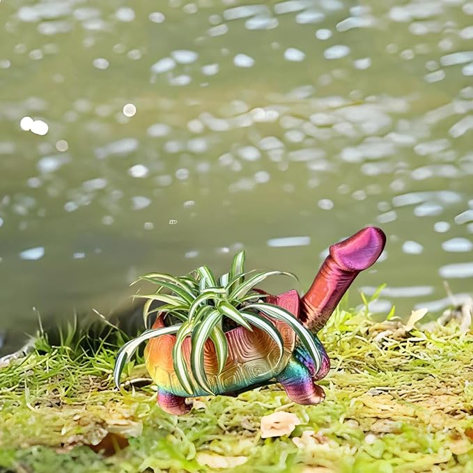 Turtle Planter Penis Pot Penis Planter Turtle Flower Pot Mischievous Joke Garden Decoration Funny's Gift (Tortoise)