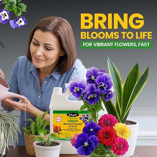 EZ-GRO 10-30-20 Blossom Booster Fertilizer - Liquid Plant Food - Plant Fertilizer is Specially Made for Blooms -1 QT