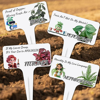 Whimsical Air Purifying Plant Character Garden Markers-17Pcs Garden Labels for Indoor House,Durable Waterproof Signs for Snake Plant,Housewarming Gift,New Home House Gift
