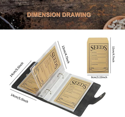 Seed Storage Organizer Seed Organizer Binder Seed Book with 50pcs Self-Sealing Seed Envelopes Seed Holder Keeper Packet