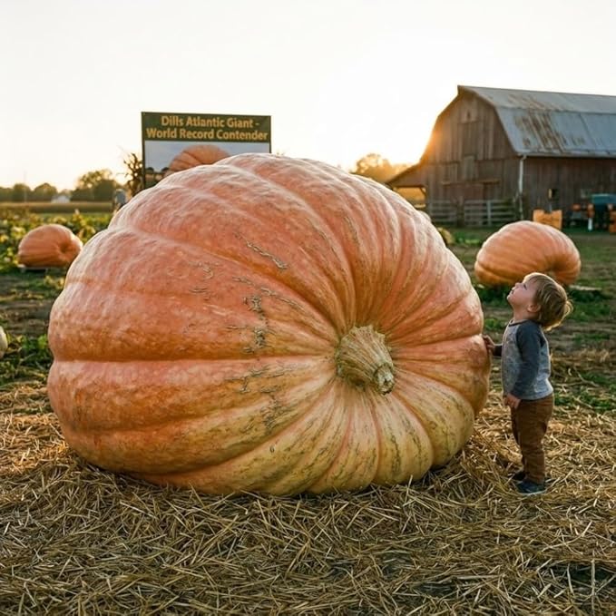 20 Dill’s Atlantic Giant Pumpkin Seeds – Cucurbita Maxima, Extra Large Pumpkin Seeds for Garden, Backyard Growing & Giant Harvest