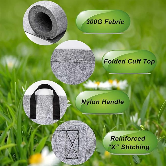 3 Gallon Breathable Fabric Grow Bags 5pcs Set Brown Reusable Planter Pots with Handles for Outdoor Gardening Vegetables Flowers Herbs Tomato Strawberry Raised Bed Plant Container Aeration