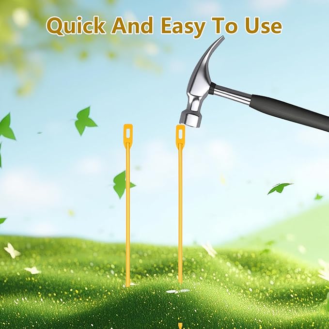 2 Pack Metal Yard Sign Stakes, 16.5" Yellow Painted Durable Waterproof Windproof, Secure Plants, Tents, Balloons & Lights, Hardware Included for Signs & Outdoor Use