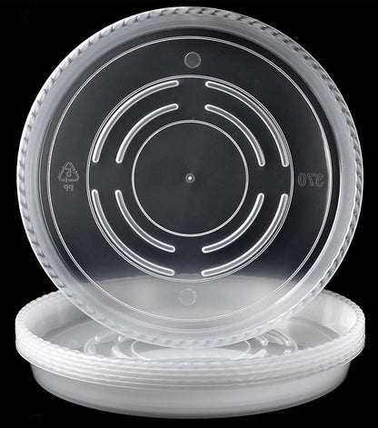 Clear Plant Saucers 14 Inches for Indoors and Outdoors, 6 Packs Heavy Duty Plastic Plant Trays with 12.5 Inches Bottom Diameter, 5 Gallon Grow Bag Saucer.