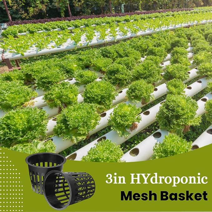 50 PCS 3 Inch Heavy Duty Net Pots,Hydroponic Cups,Garden Slotted Mesh Net Cups,Plant Nursery Net Pots for Hydroponics