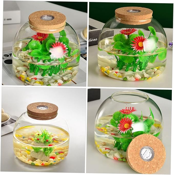 iplusmile 4pcs Landscape Glass Terrarium for Hydroponic Plants Elegant Display Container for Decor for Fish Tanks and Miniature Gardens
