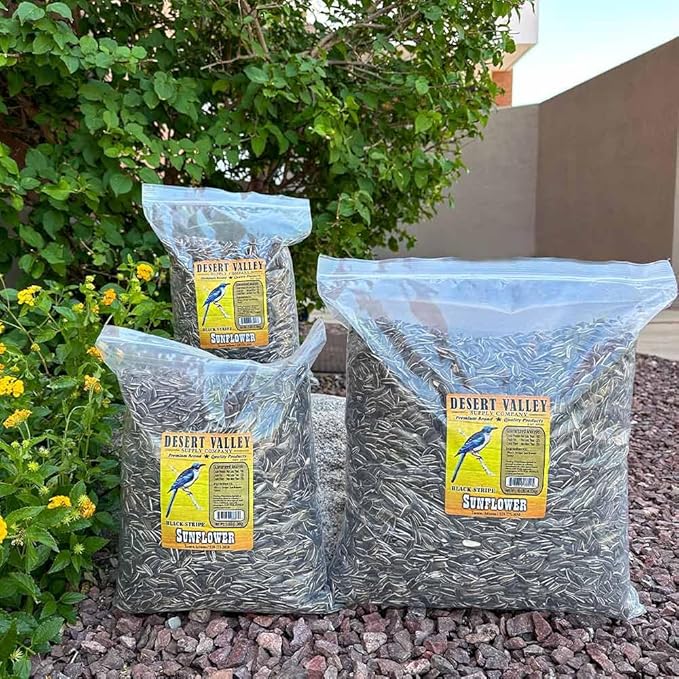 Desert Valley Striped Sunflower Seed, All Natural, Non-GMO Premium Wild Bird and Wildlife Food for Cardinals, Jays, Grosbeaks, Squirrels and More (3 Pounds)