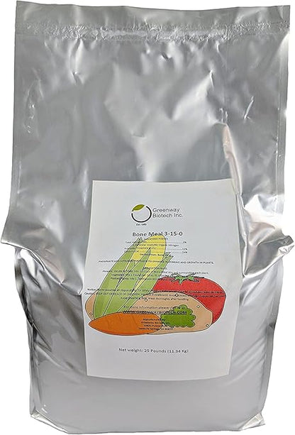 Greenway Biotech, Inc. Bone Meal Fertilizer 3-15-0 Plus 24% Calcium for Plant’s Strong Root Development- Plant Food Source of Nitrogen and Phosphorus for Gardening, Flowering Plants- (2X 25 Pounds)