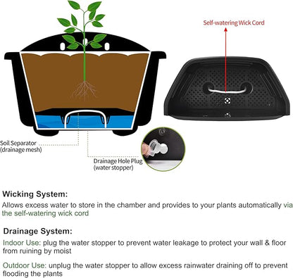 ORIMERC 9.8 Inches Self Watering Wall Planters for Indoor Plants, Railing Planters Balcony Planters Wall Hanging Planters, Lightweight, Dark Coffee (Pack of 8)