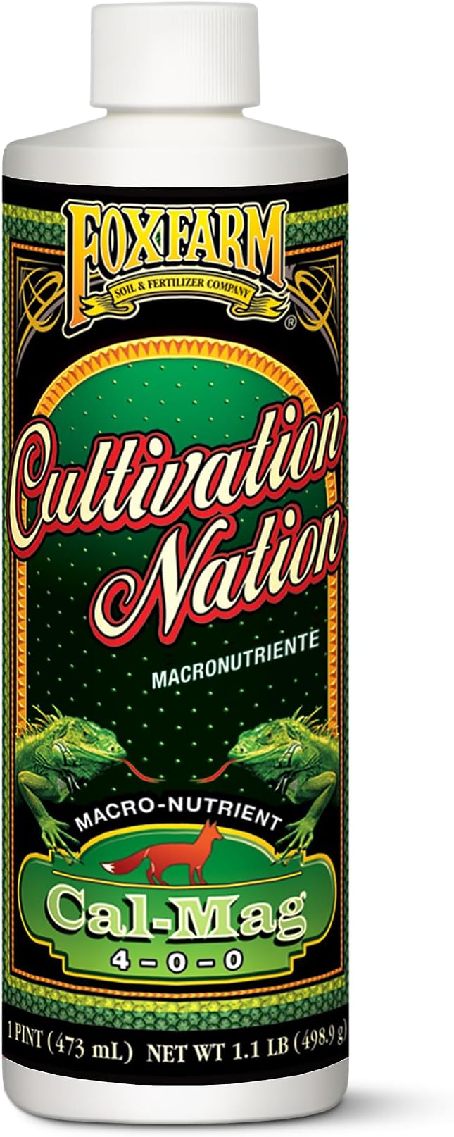 FoxFarm Cultivation Nation Cal-Mag for Plants - Prevent Calcium & Magnesium Deficiency, Blossom End Rot & Tip Burn - OMRI Listed for Organic Gardening - 4-0-0, 3% Calcium, 1% Magnesium - 1-Pint