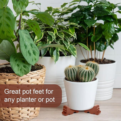 Kigeli 6 Pcs Resin Garden Pot Feet for Outdoor Planters 3 Inch Long 1.5 Inch Tall Flower Handmade Elevator Plant Feet Frost Proof Lifter for 14-20 in Pot(Brown,Classic)