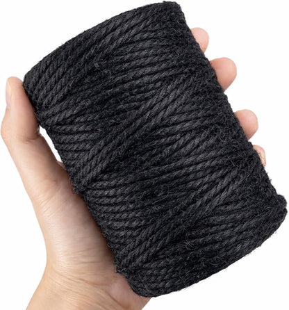 Leecogo Black 2.5mm Jute Twine 328 Feet Heavy Duty Garden Twine String for Gardening Plant Crafts and Decorative Projects