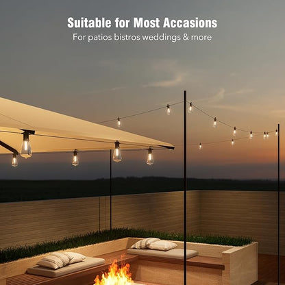 Outdoor String Lights 150ft, LED Patio Lights with 78 (75+3 Spare ST38 Shatterproof Bulbs), IP 65 Waterproof, Outside Hanging Light for Cafe Bistro Backyard (150 ft-78 Bulbs)