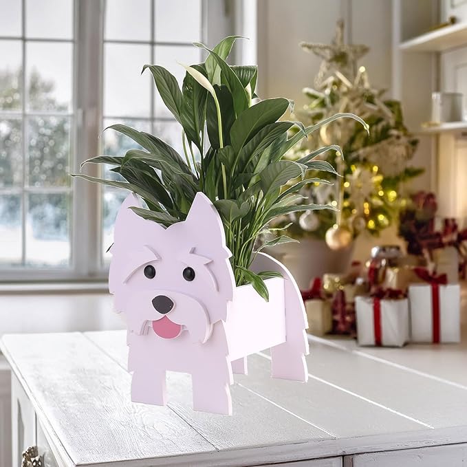 Westie Dog Planter Plant Pot, Cute Animal Flower Pots for Outdoor Garden Decoration, Gifts for Dog Lovers Women, Plant Container Holder Office Home Decor Gift Westie