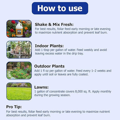 Neptune's Harvest Fish Fertilizer (2-4-1) - 1 Gallon Bottle - Organic Liquid Plant Fertilizer - Fish Hydrolysate for Vegetables, Flowers, Fruit, Trees, Grass - Indoor and Outdoor Plant Food