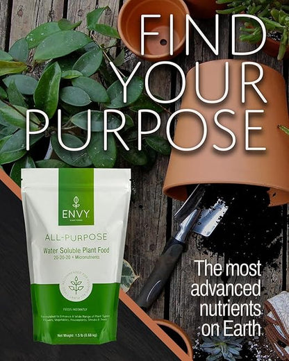 ENVY All-Purpose Plant Fertilizer, 3 Pound - Makes 300 Gallons, for Indoor and Outdoor Plants, Pet Safe, Water Soluble, Made in USA