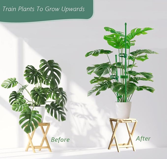10Pcs Plant Support Stakes 17inch &11inch,Toylin Adjustable Length Plant Support Stake Orchid Stick with Clips for Indoor Outdoor,Garden Pole for Potted Orchid Tomato Vegetables