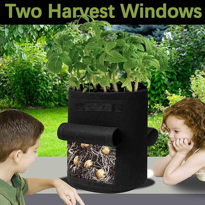 TCBWFY 8 Pack Potato Grow Bags with 2 Flaps 15 Gallon,Heavy Duty 14oz/yd² Planter Pot with Sturdy Handles and 2 Harvest Windows for Potato Tomato and Vegetables