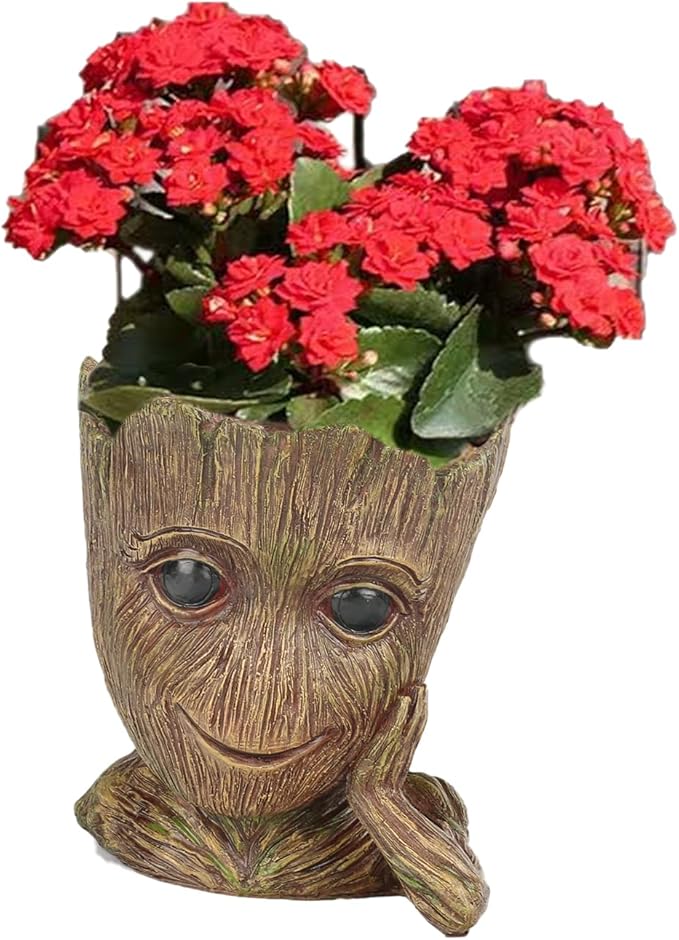 Funny Planter Head Planter with Drainage Hole Resin Plant Pot Pencil Holder Desk Storage(Funny Tree)