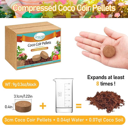 Legigo 200 PCS 30mm Coco Coir Pellets Potting Soil Mix- Compressed Coconut Coir Discs Seed Starting Soil Pellets, Coco Peat Soil Pods for Indoor & Outdoor Plants, Gardening Herbs Bonsai and Vegetables