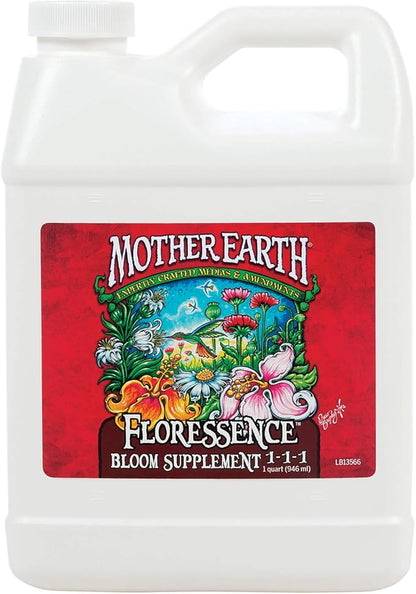 Mother Earth Floressence Bloom Supplement 1-1-1 Liquid Plant Supplement For Flowering And Fruiting Plants, Quart