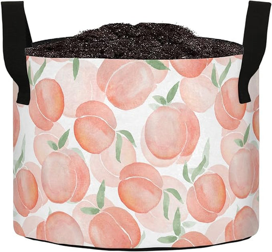 10 Gallon Sweet Pink Peaches Heavy Duty Grow Bag Breathable Planter Pot Containers with Handles for Potato/Tomato/Fruits/Vegetables/Flowers