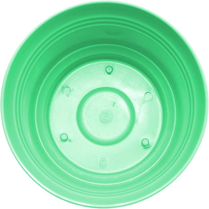 Bloem Saturn 10" Mint Green Round Resin Planter Pot with Snap-in Saucer for Indoor and Outdoor Gardening