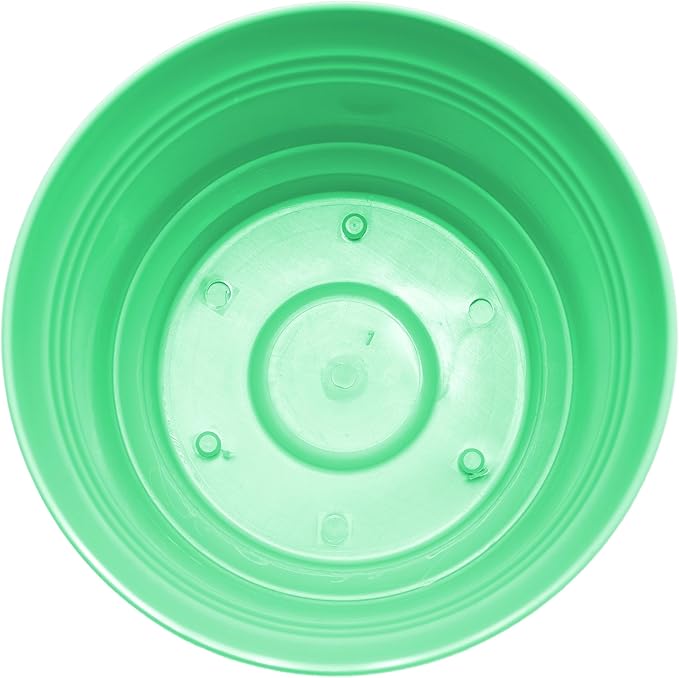 Bloem Saturn 12" Mint Green Round Resin Planter Pot with Snap-in Saucer for Indoor and Outdoor Gardening