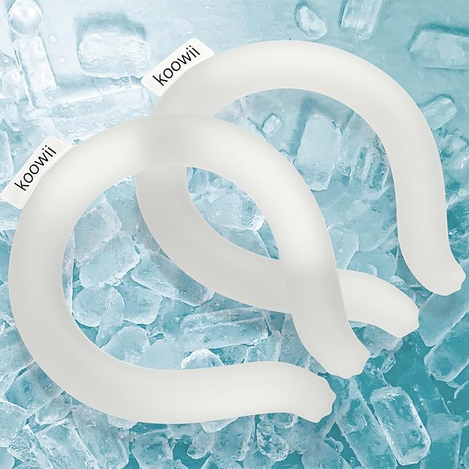 2-Pack Reusable Neck Cooling Tubes with Insulated Bag – Fast Freeze Ice Neck Wraps for Hot Weather, Sports & Outdoor Use, Eco-Friendly Ice Ring for Instant Cooling Relief Size M (White, Set of 2)