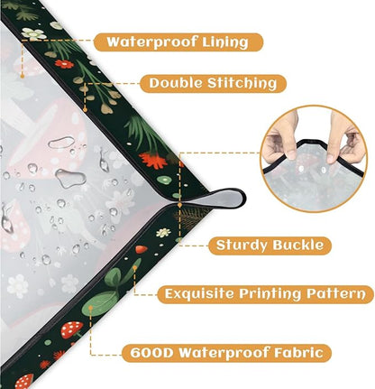 Repotting Mat for Indoor Plant 19.7"x19.7" Flowers Mushrooms Soil Change Mat Waterproof Planting Tray Colorful Mushrooms Foldable Succulent Potting Mat Gardening Gifts for Women Men Plant Lovers