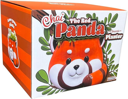 Streamline Imagined Red Panda Ceramic Planter, Decorative Plant Pot, 5.75 x 5 x 4 inches