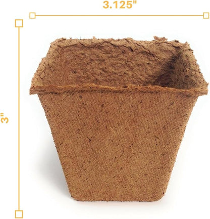Plant Starter Peat Pots - 30 Pack of 3 Inch Square Pots for Your Garden, Greenhouse or Nursery - Ideal for Organic Seed Planting & Gardening