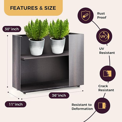 30-inch Tall Elevated Metal Planter, 36W x 11D Corten Steel Style Planter Box with Removable Partition & Adjustable Feet, Outdoor Weathering Corten Steel Planters for Patio, Deck, Yard, Rust