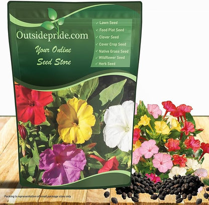Outsidepride Mixed Four O'clock Flower Seeds - 1 lb Perennial Fragrant, Trumpet-Shaped Blooms, Deer-Proof & Easy to Grow, for Pollinator & Evening Gardens, Containers, Hedges, or Borders
