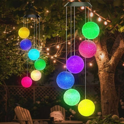 Solar Wind Chime for Outside,Hanging Wind Chimes for Outside,Solar Powered Color Changing Crystal Ball WindChimes,Patio Yard Outdoor Garden Porch Decor,Unique Ourdoor Gifts for Mom Grandma