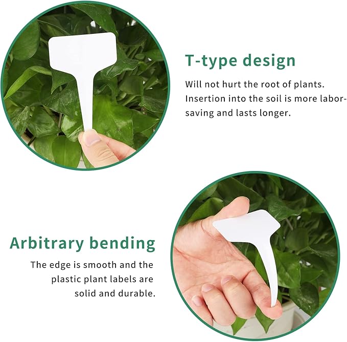KINGLAKE 500 PCS 6 x10cm Plastic Waterproof Plant Nursery Garden Labels T-Type Tags Markers Plant Stakes Re-Usable Plant Tags (Box of 500)