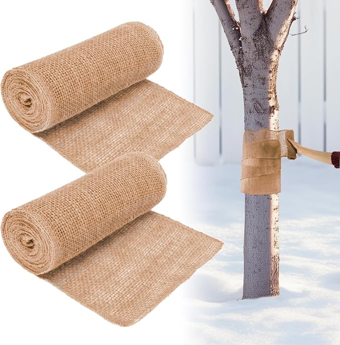 2 Rolls Burlap Roll - Burlap Tree Wraps To Protect Bark 7.8" X 118" Sackcloth Fabric Wrap Burlap Plant Covers Freeze Protection Tree Covers For Winter Garden Plants Tree Trunk Protector Jute Keep Warm