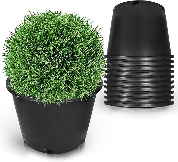5-Pack 8.4 Gallon Round Planter Nursery Pots, Flower Plant Container Injection Molded Plastic Nursery Pot Gardening Pots for Indoor Outdoor Vegetables, Succulents, Black