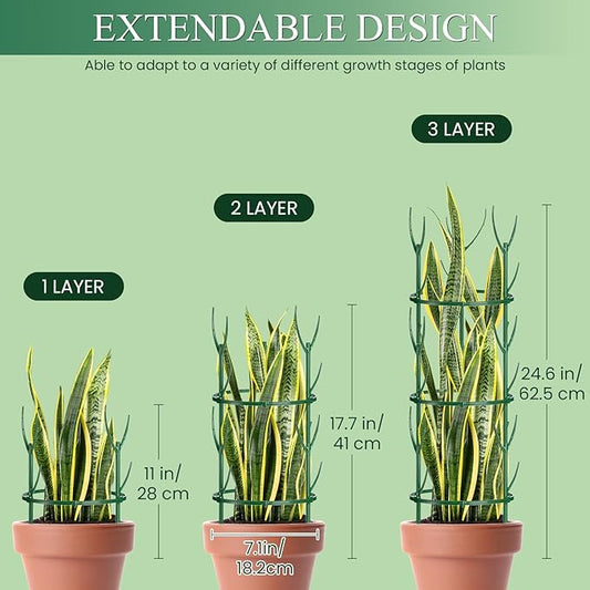 9 Pack Plant Support Stakes & Plant Cage Support Rings, Plant Stakes for Indoor Plants, Stackable Garden Flower Support for Potted Plants, Succulents, Aloe, Small Plants