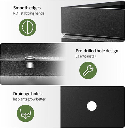 Matel Planter Box 20" L x 20" W x 21" H, Cube Heavy Duty Powder Coating Steel Planters with Drainage Hole, Indoor Outdoor All-Weather Use for Home, Porch, Patio, Garden(Black)