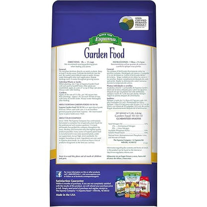Espoma 10-10-10 Garden Food, 6.75-Pound Bag; Promotes Growth in All Flowering Plants, Trees, Shrubs, and Vegetables. Granular for Easy Application. Pack of Two.