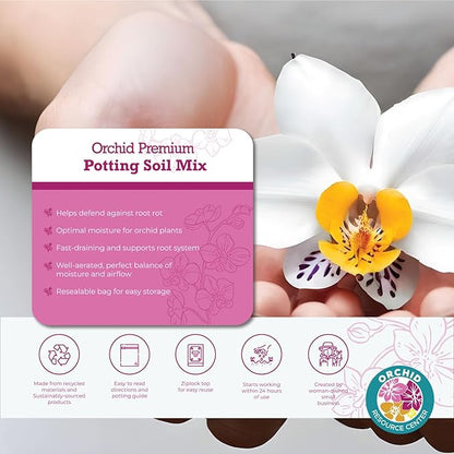 100% Organic Orchid Potting Soil – Nutrient-Rich, Well-Draining Blend for Stronger Roots & Vibrant Growth | Hand-Blended & Eco-Friendly | Made in USA | 2.3L Bag