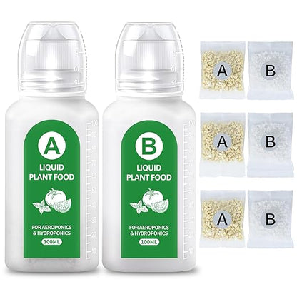 Hydroponics Nutrients(800ml in Total), All Purpose Plant Food A&B Hydroponics Supplies, Indoor Plant Fertilizer for Hydroponics Growing System, Hydroponic Solution for Herbs Vegetables