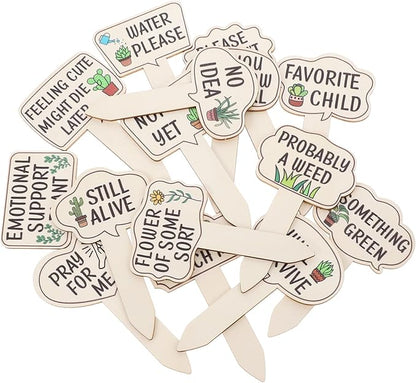 HANABASS 30pcs Funny Wooden Plant Markers Garden Labels for Plants Stylish Vegetable Tags Reusable Identification Stakes for Decor