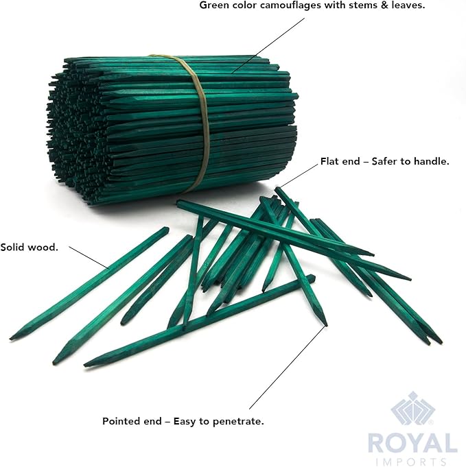 Royal Imports Green Wood Plant Stake, Floral Picks, Wooden Sign Posting Garden Sticks (Approx 100 Pcs) - 6 Inch